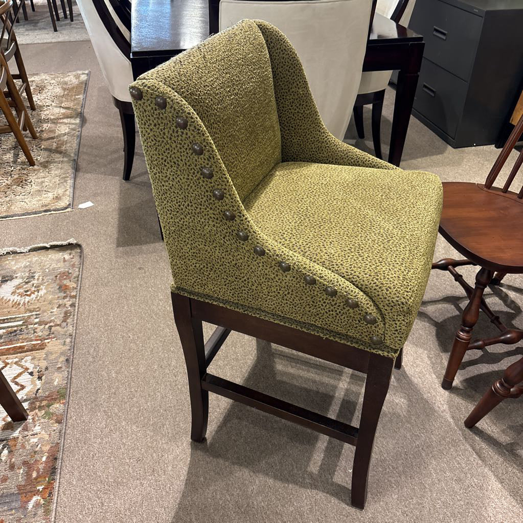 Set of 3 Bronze Nailhead Spotted Swivel Counter Chairs