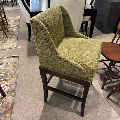 Set of 3 Bronze Nailhead Spotted Swivel Counter Chairs