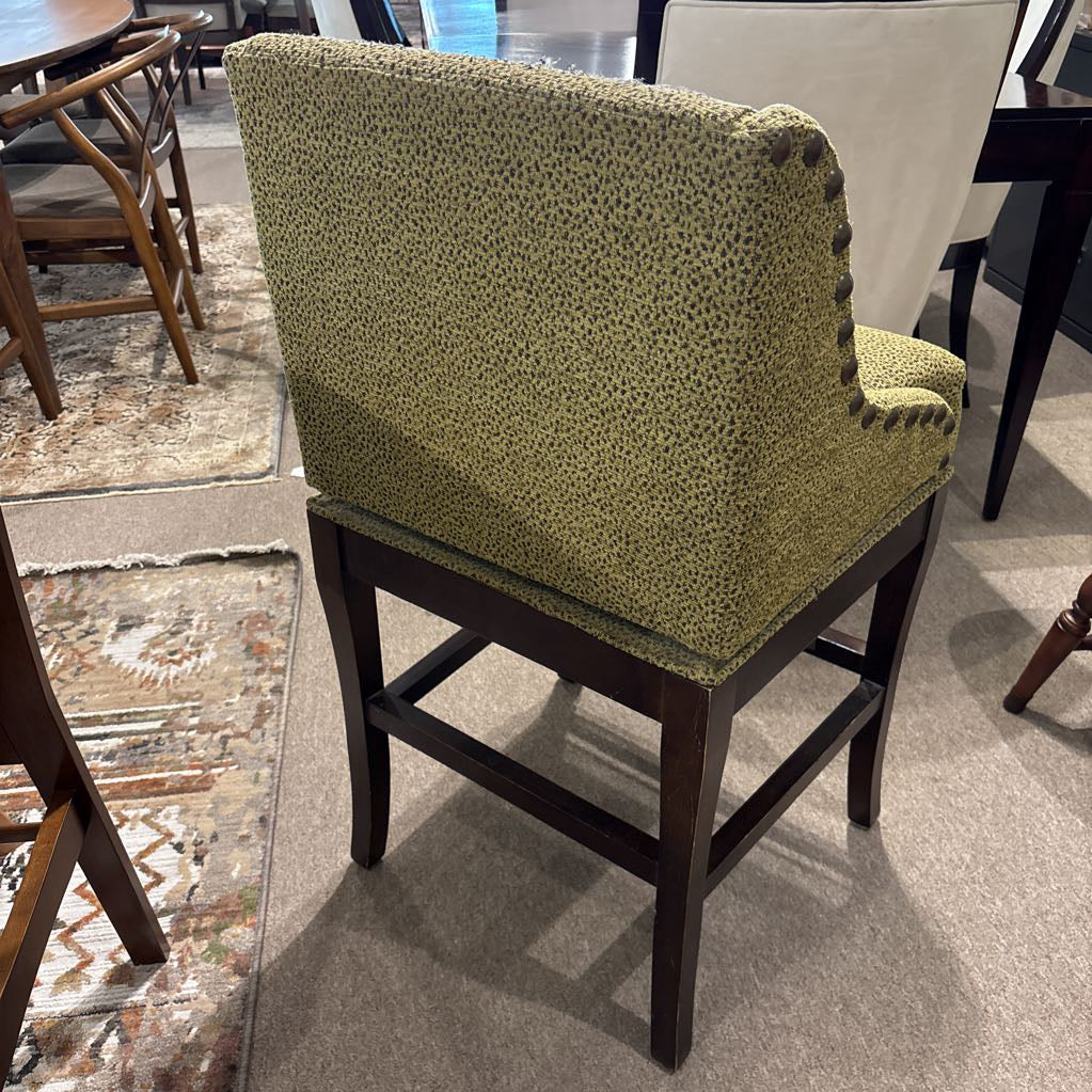 Set of 3 Bronze Nailhead Spotted Swivel Counter Chairs