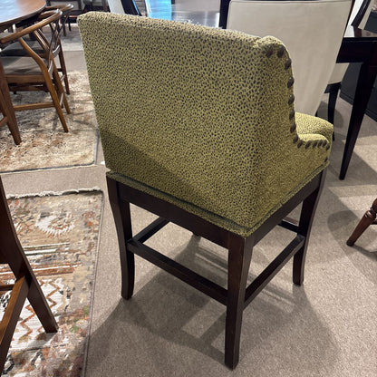 Set of 3 Bronze Nailhead Spotted Swivel Counter Chairs