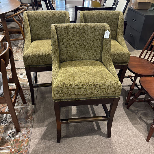 Set of 3 Bronze Nailhead Spotted Swivel Counter Chairs U ACCENT CHAIRS
