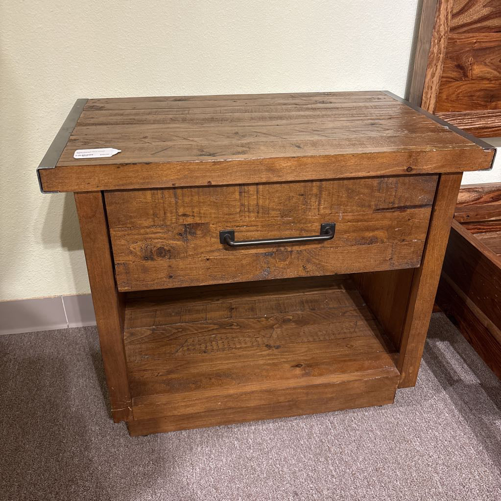 Rustic Wood & Metal Accent Nightstand