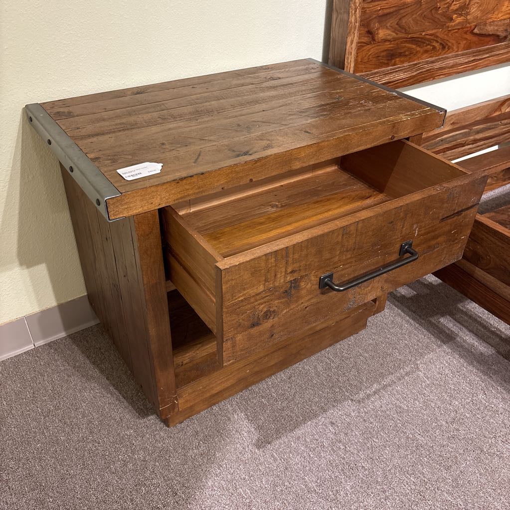 Rustic Wood & Metal Accent Nightstand