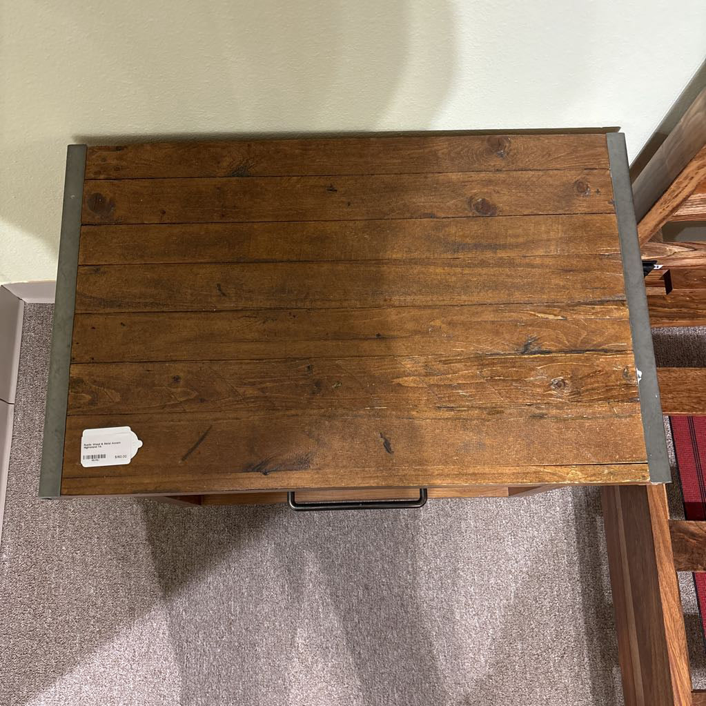 Rustic Wood & Metal Accent Nightstand