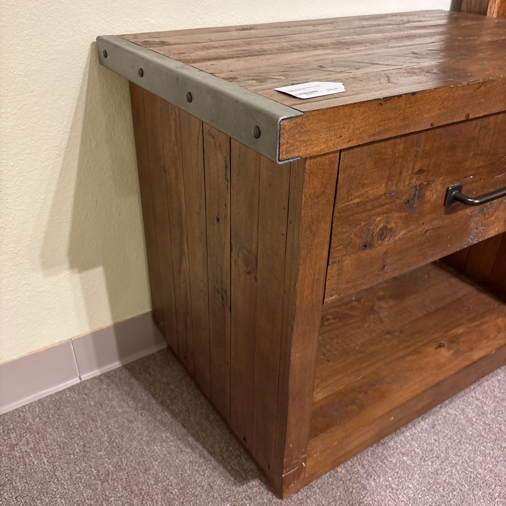 Rustic Wood & Metal Accent Nightstand