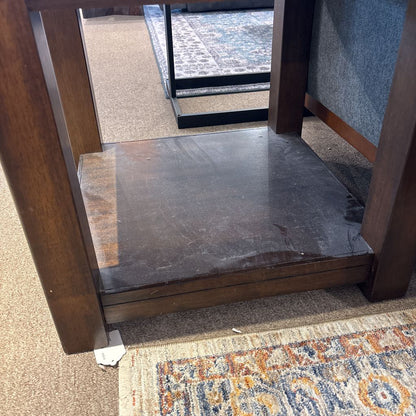 Solid Wood Frame Dark Stone Tile Side Table