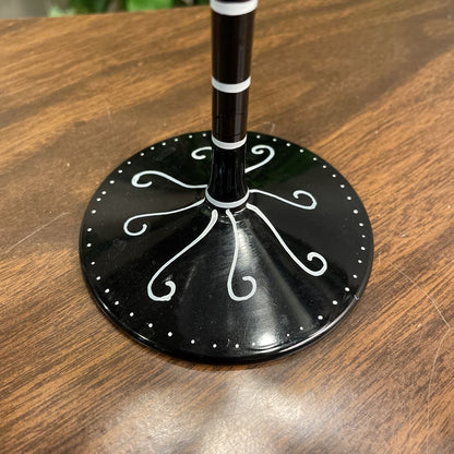 Black Dots and Swirls 7 Glass/Pitcher Martini SET