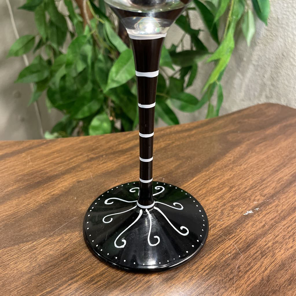 Black Dots and Swirls 7 Glass/Pitcher Martini SET
