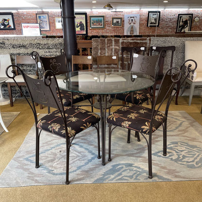 Round Glass Top Metal Base Cafe Table and Chairs SET