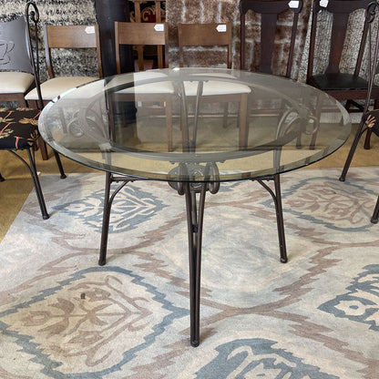 Round Glass Top Metal Base Cafe Table and Chairs SET