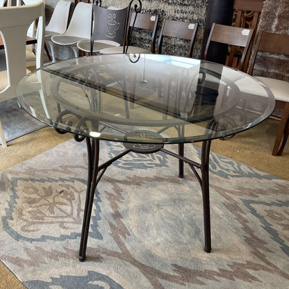 Round Glass Top Metal Base Cafe Table and Chairs SET