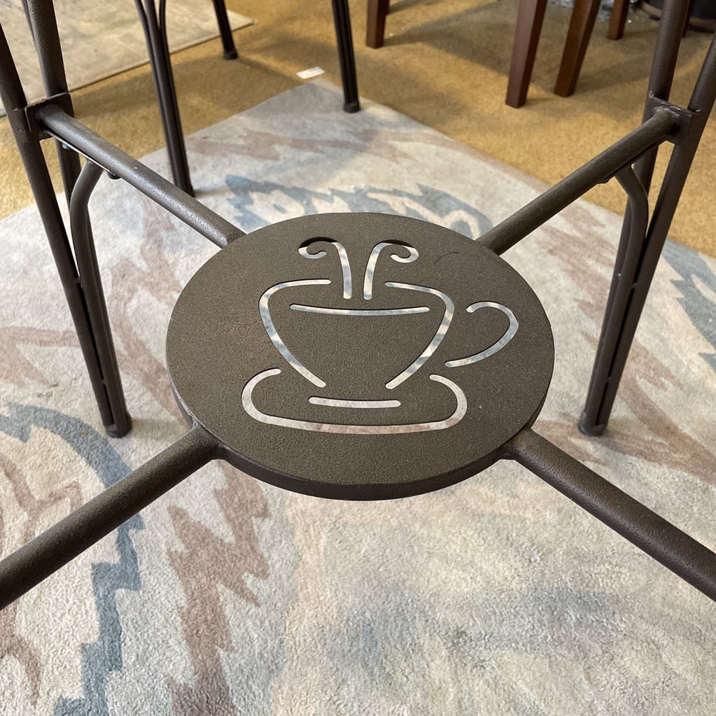Round Glass Top Metal Base Cafe Table and Chairs SET