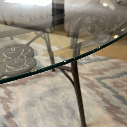 Round Glass Top Metal Base Cafe Table and Chairs SET