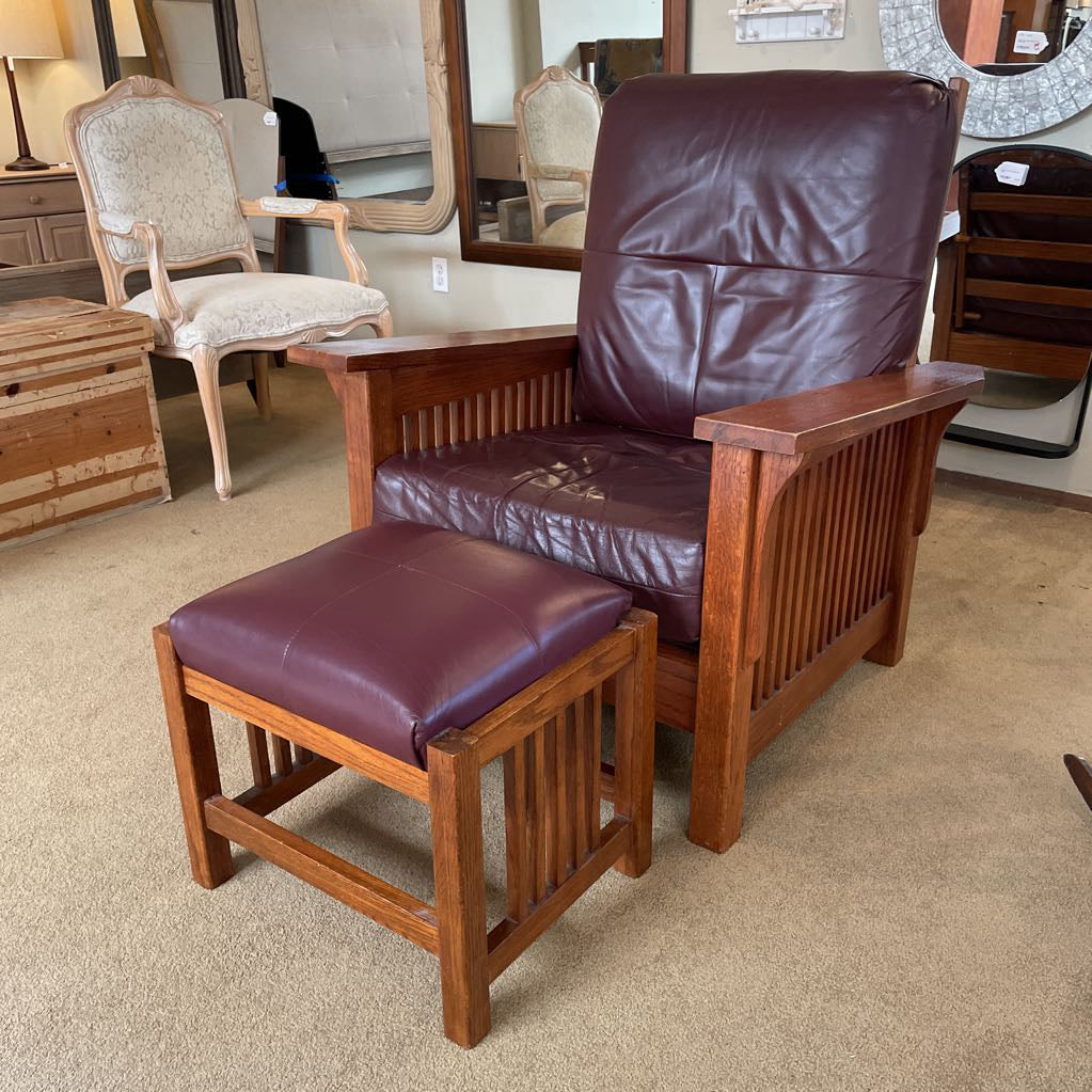 Mission Style Recliner Chair + Ottoman