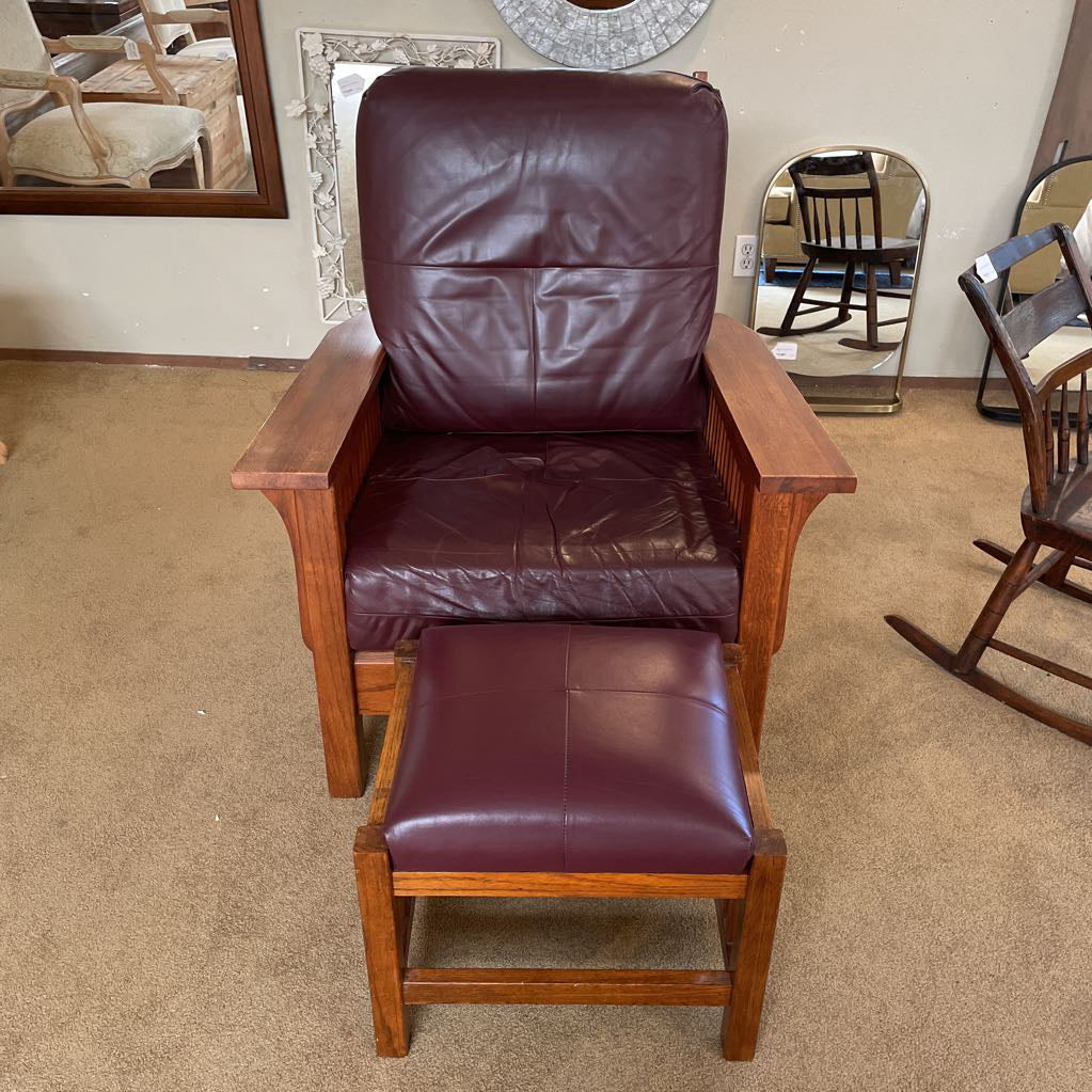 Mission Style Recliner Chair + Ottoman
