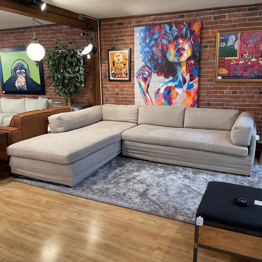 Cisco Allister Iris Flax Linen RAF Sectional Sofa U SECTIONALS RAF