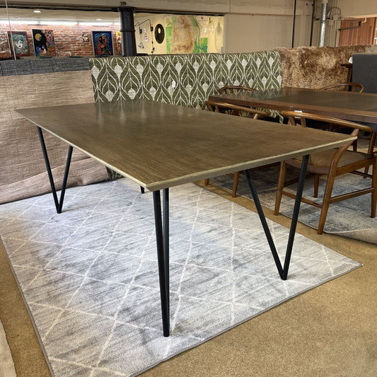 Contemporary Wood Grain Dining Table with Black Metal Legs C DINING TABLES