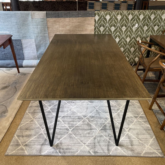Contemporary Wood Grain Dining Table with Black Metal Legs C DINING TABLES
