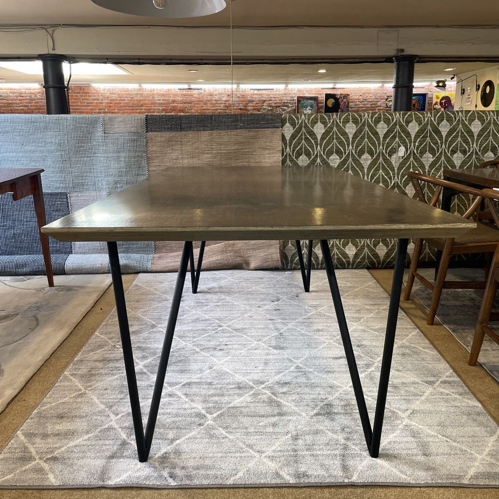 Contemporary Wood Grain Dining Table with Black Metal Legs C DINING TABLES
