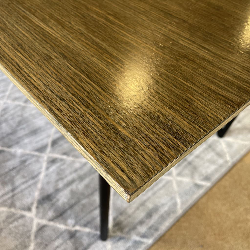 Contemporary Wood Grain Dining Table with Black Metal Legs