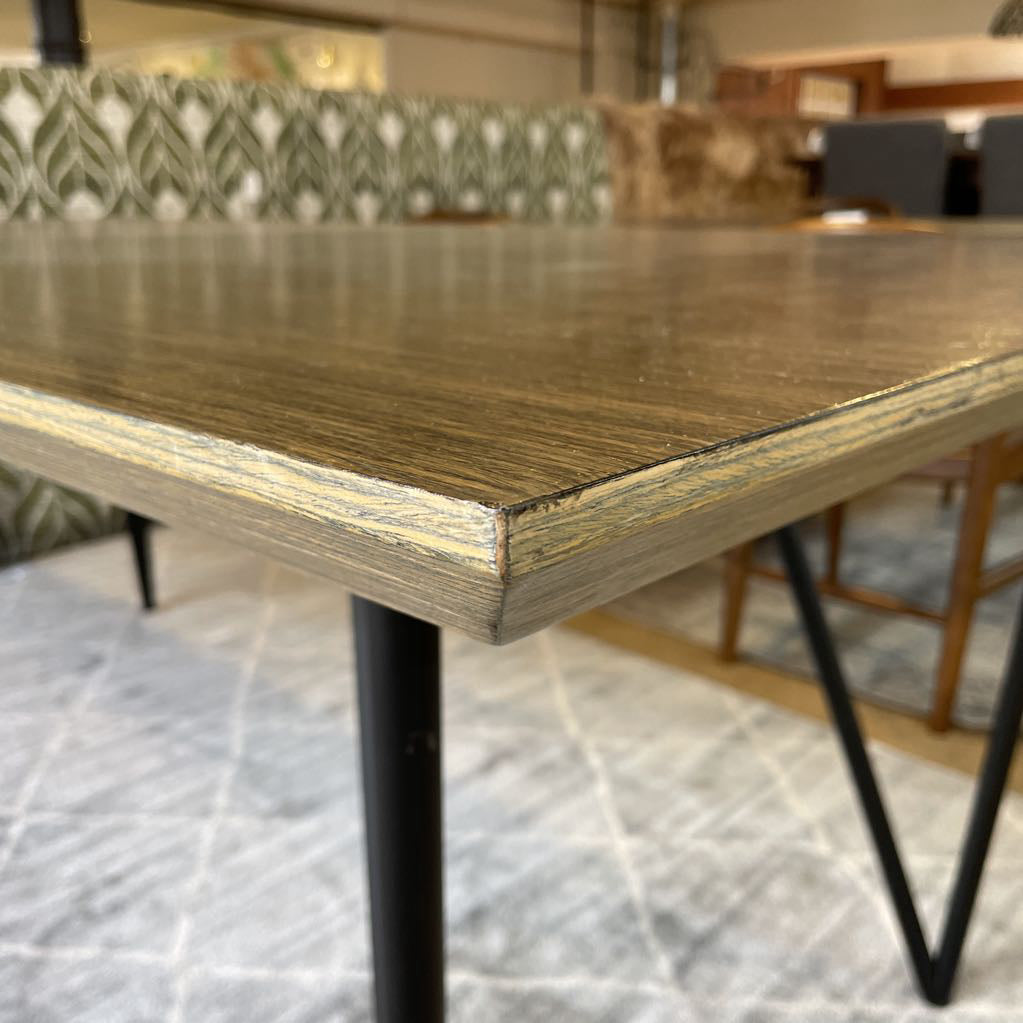 Contemporary Wood Grain Dining Table with Black Metal Legs C DINING TABLES