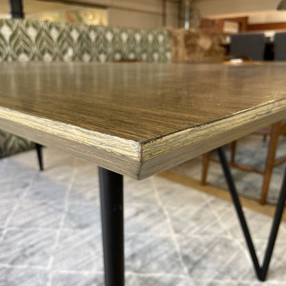 Contemporary Wood Grain Dining Table with Black Metal Legs C DINING TABLES