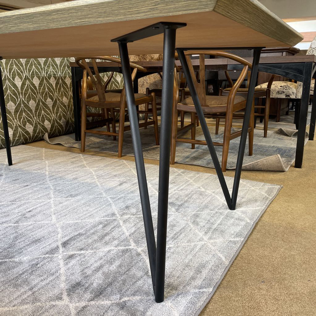 Contemporary Wood Grain Dining Table with Black Metal Legs C DINING TABLES