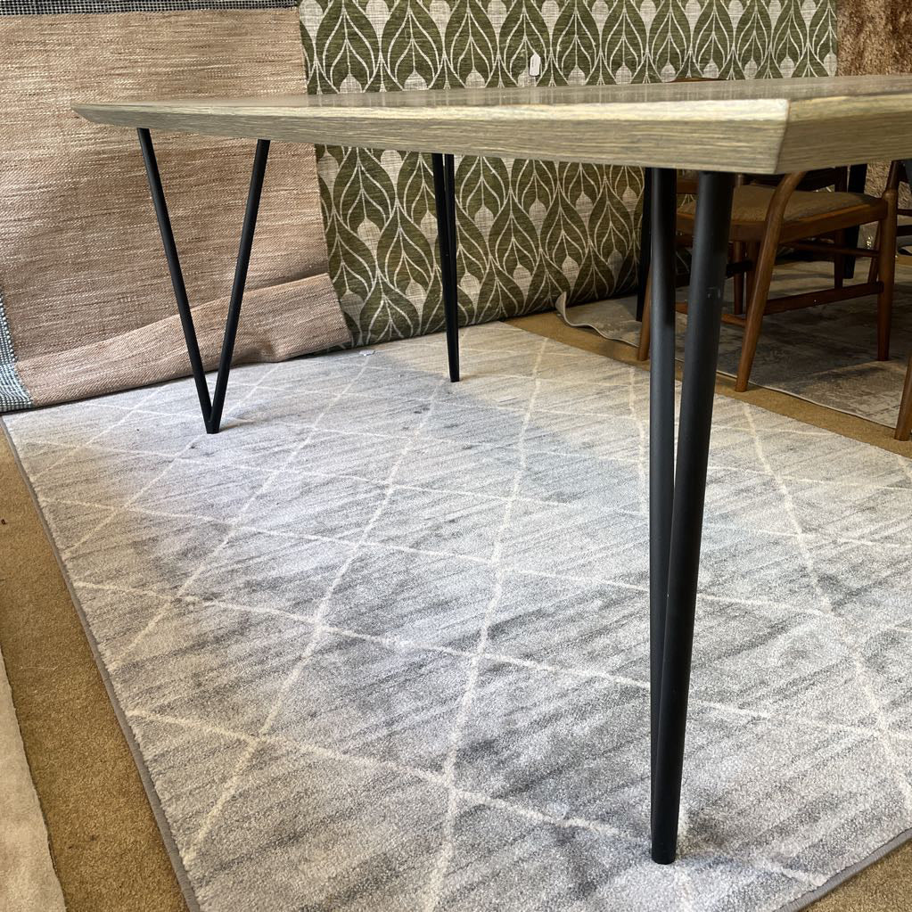 Contemporary Wood Grain Dining Table with Black Metal Legs