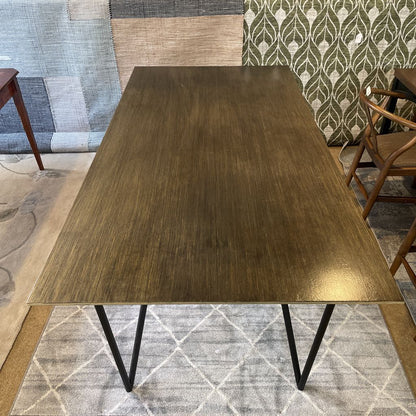 Contemporary Wood Grain Dining Table with Black Metal Legs C DINING TABLES