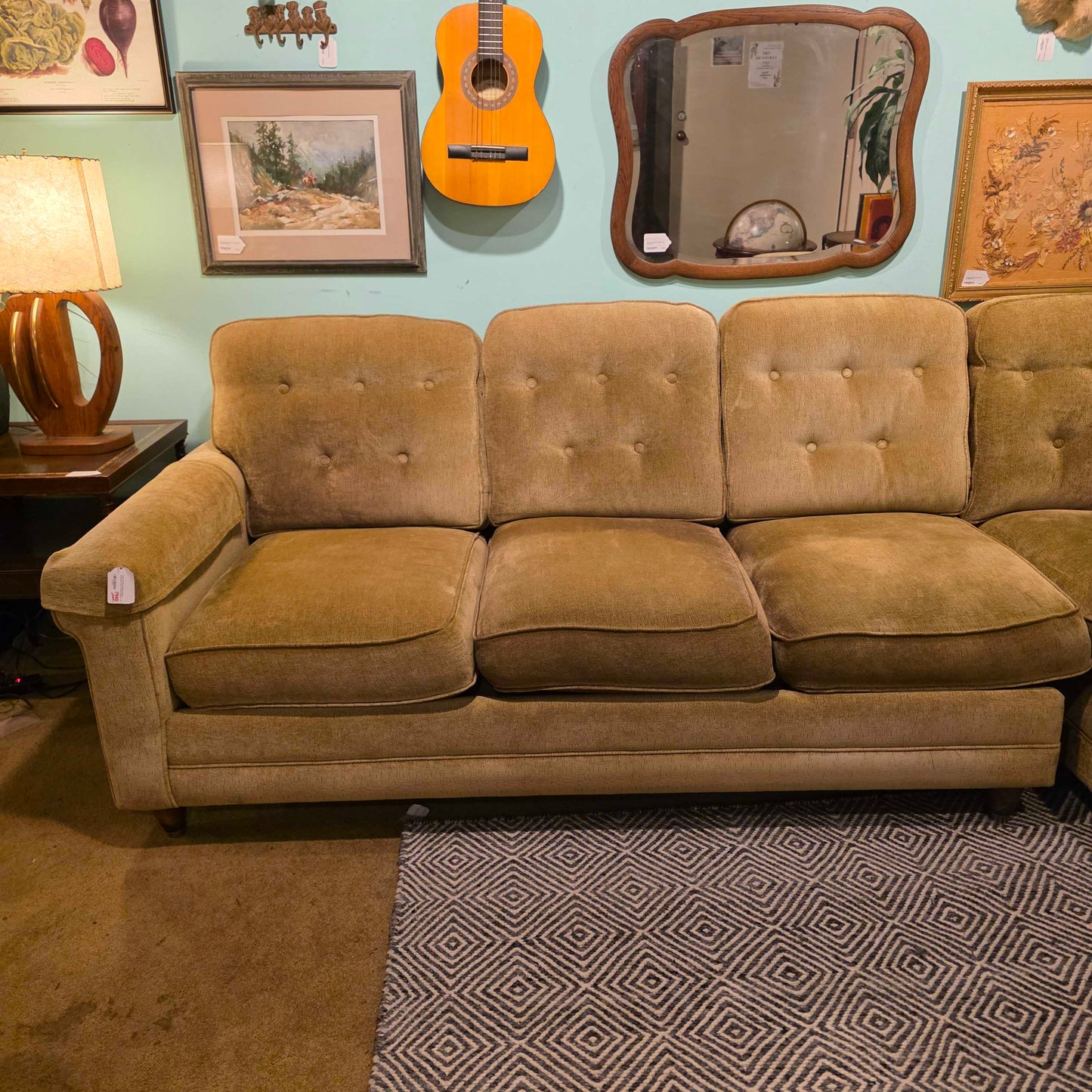 That 70' Show Styled Corner Sectional with Tufted Pillows
