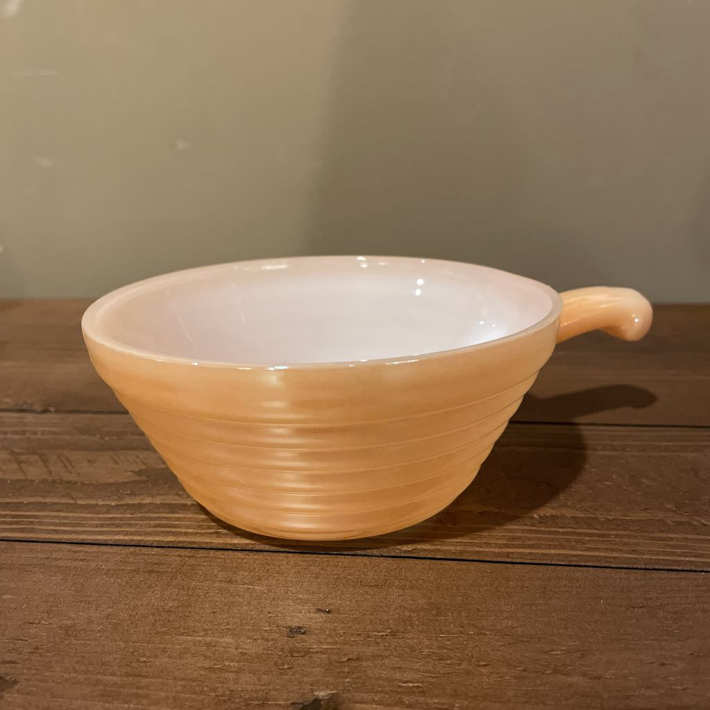 Fire King Peach Lustre Bowl with Handle SMALLS