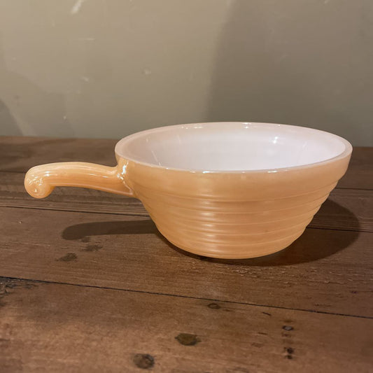 Fire King Peach Lustre Bowl with Handle SMALLS