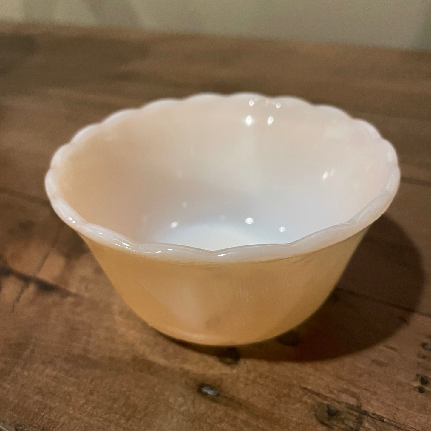 Fire King Peach Lustre Cup with Scalloped Rim SMALLS