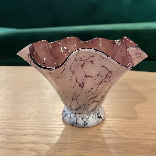 Handblown Purple Ripple Vase with Mottled White Exterior SMALLS