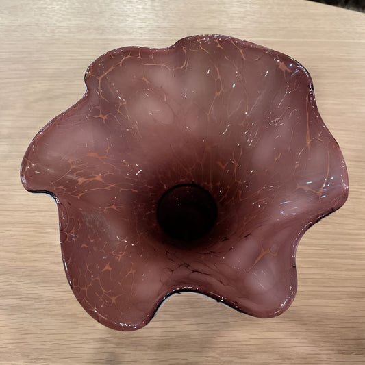 Handblown Purple Ripple Vase with Mottled White Exterior SMALLS