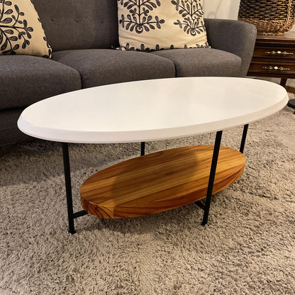 Madison Park White & Blonde 2 Tier Coffee Table