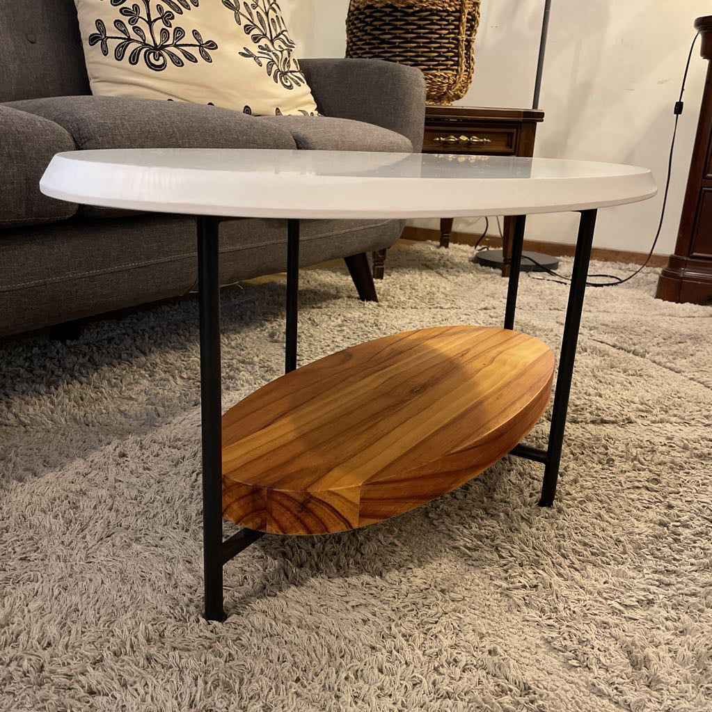 Madison Park White & Blonde 2 Tier Coffee Table