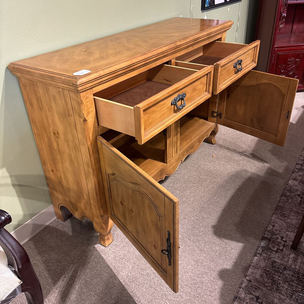 Contemporary Natural Wood Sideboard