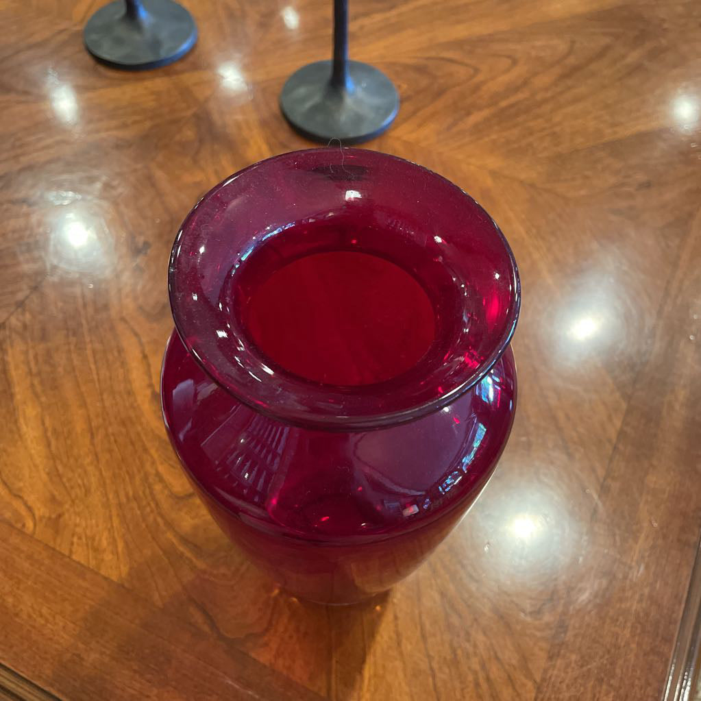 Deep Red Round Glass Vase SMALLS