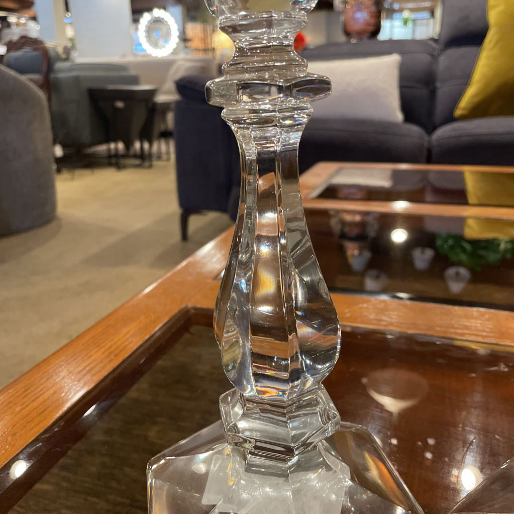 6 Sided Base Glass Candlestick Set of 2 AS IS