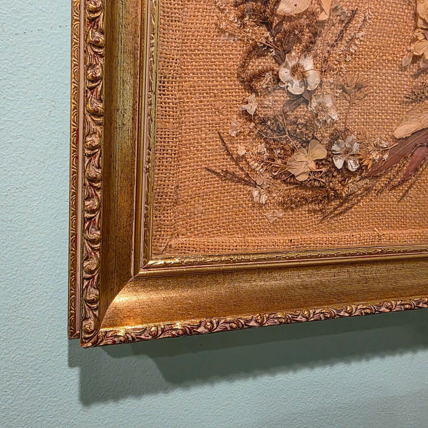 Vintage Framed Dried Flowers Arrangement