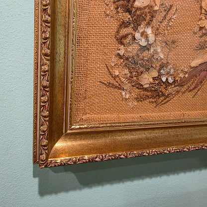Vintage Framed Dried Flowers Arrangement