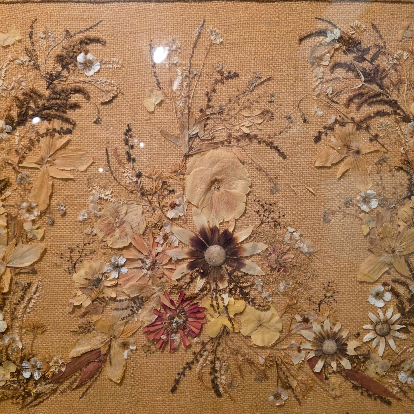 Vintage Framed Dried Flowers Arrangement