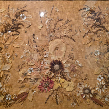 Vintage Framed Dried Flowers Arrangement