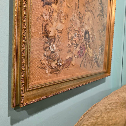 Vintage Framed Dried Flowers Arrangement
