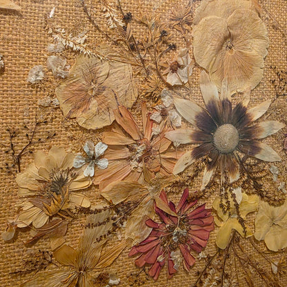 Vintage Framed Dried Flowers Arrangement