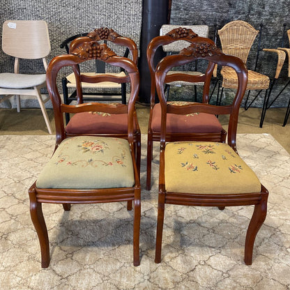 Vintage Floral Cushion Dining Chair SET OF 4-- AS IS
