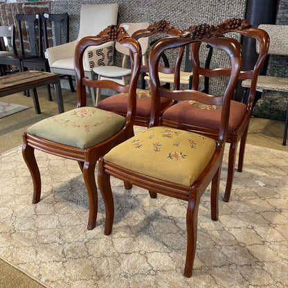 Vintage Floral Cushion Dining Chair SET OF 4-- AS IS C DINING CHAIRS