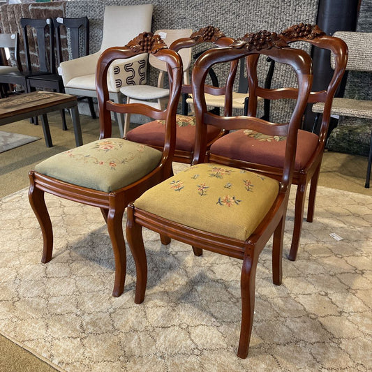 Vintage Floral Cushion Dining Chair SET OF 4-- AS IS C DINING CHAIRS