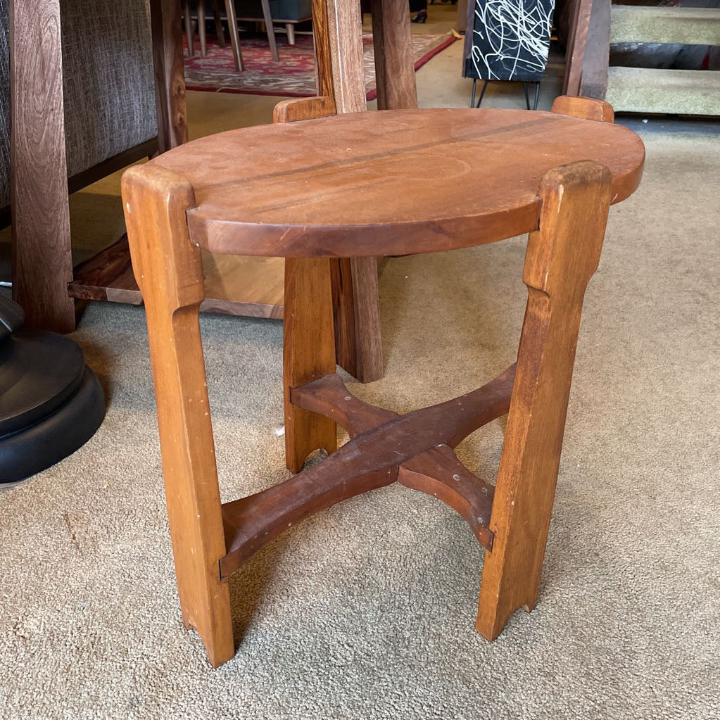 Round Wood Rustic Side Table